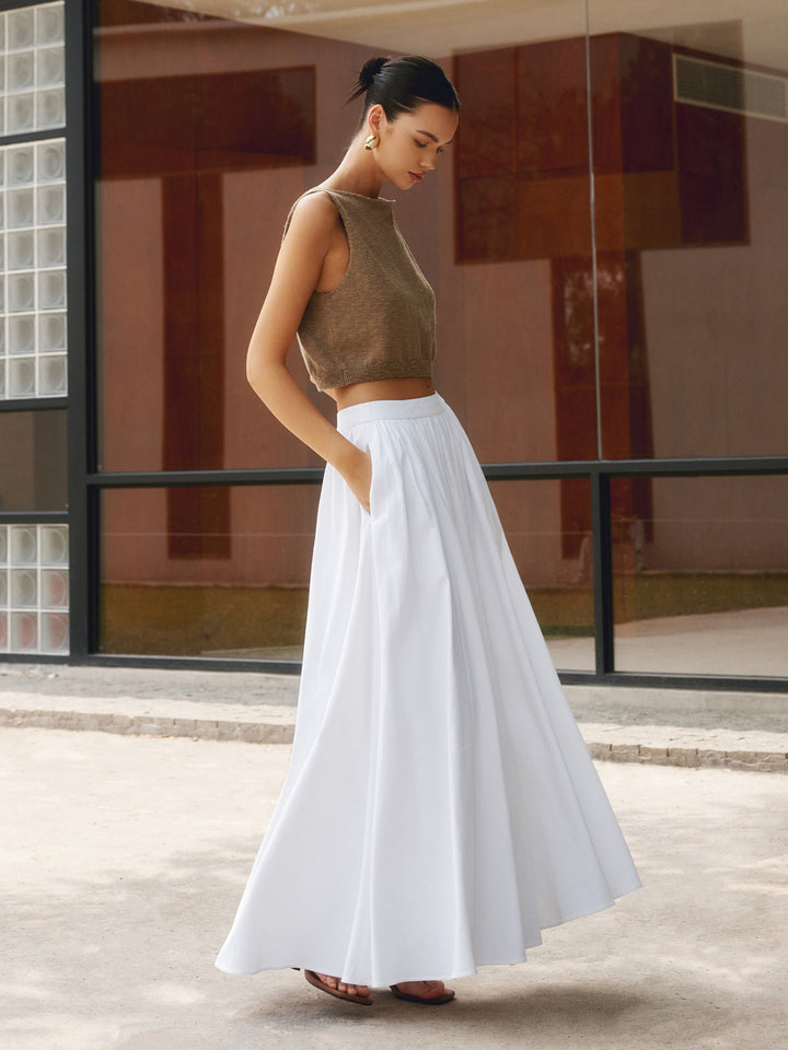 Claire | Dames maxi rok met hoge en plissé