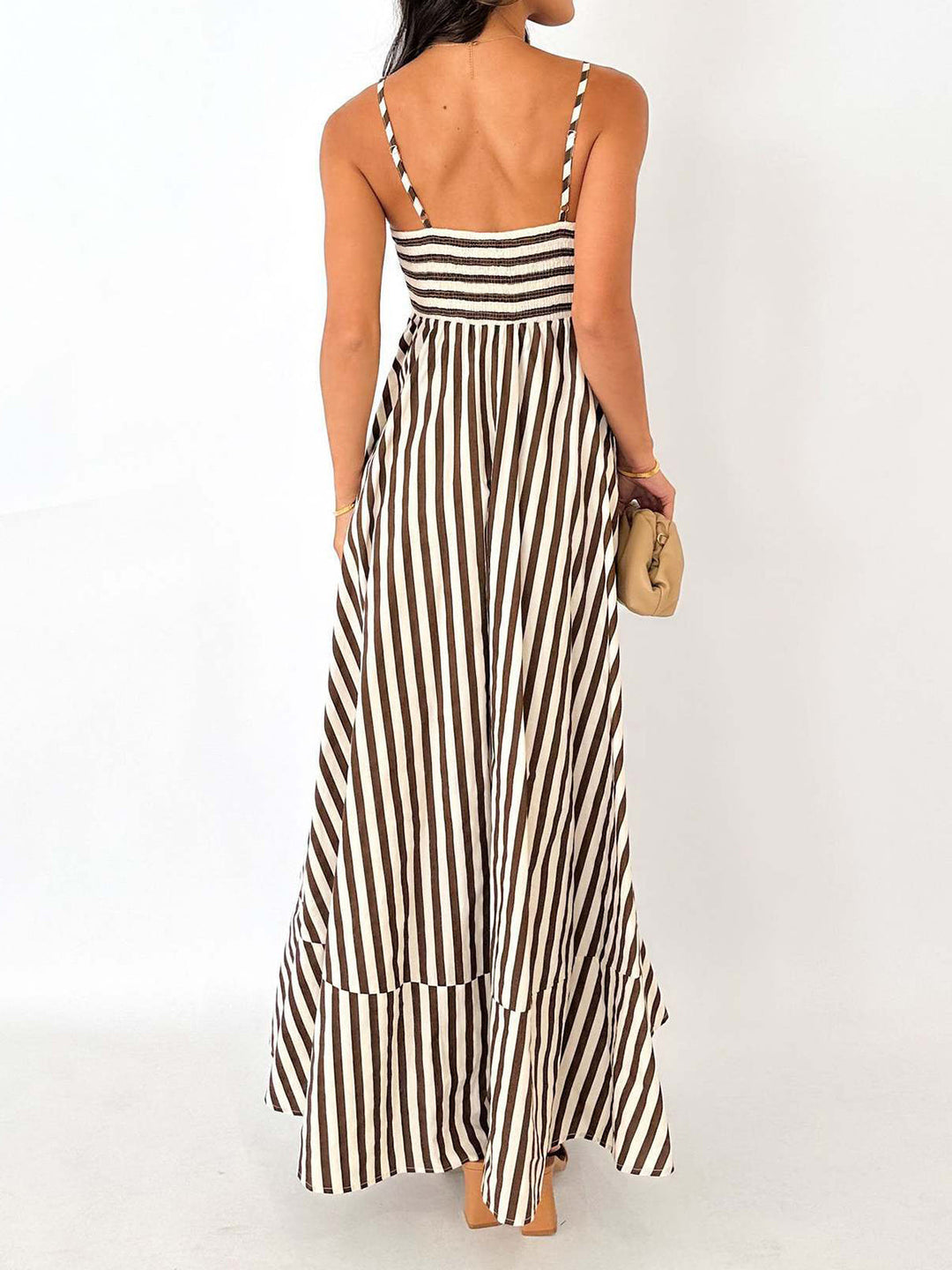 Paulina | Dames maxi jurk met plooien bandjes