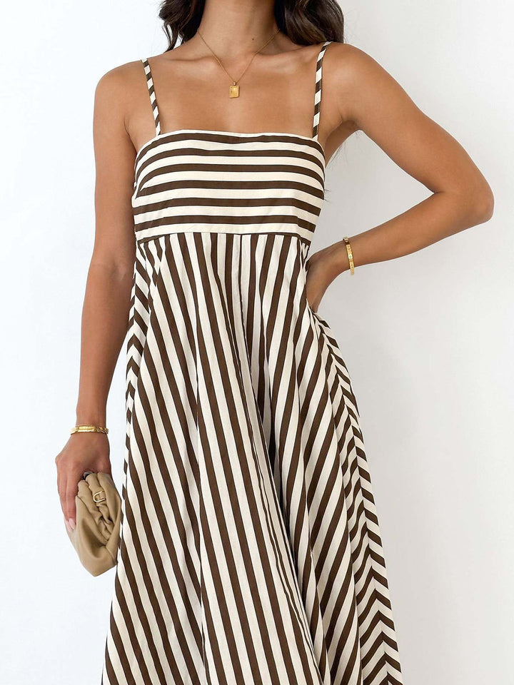 Paulina | Dames maxi jurk met plooien bandjes