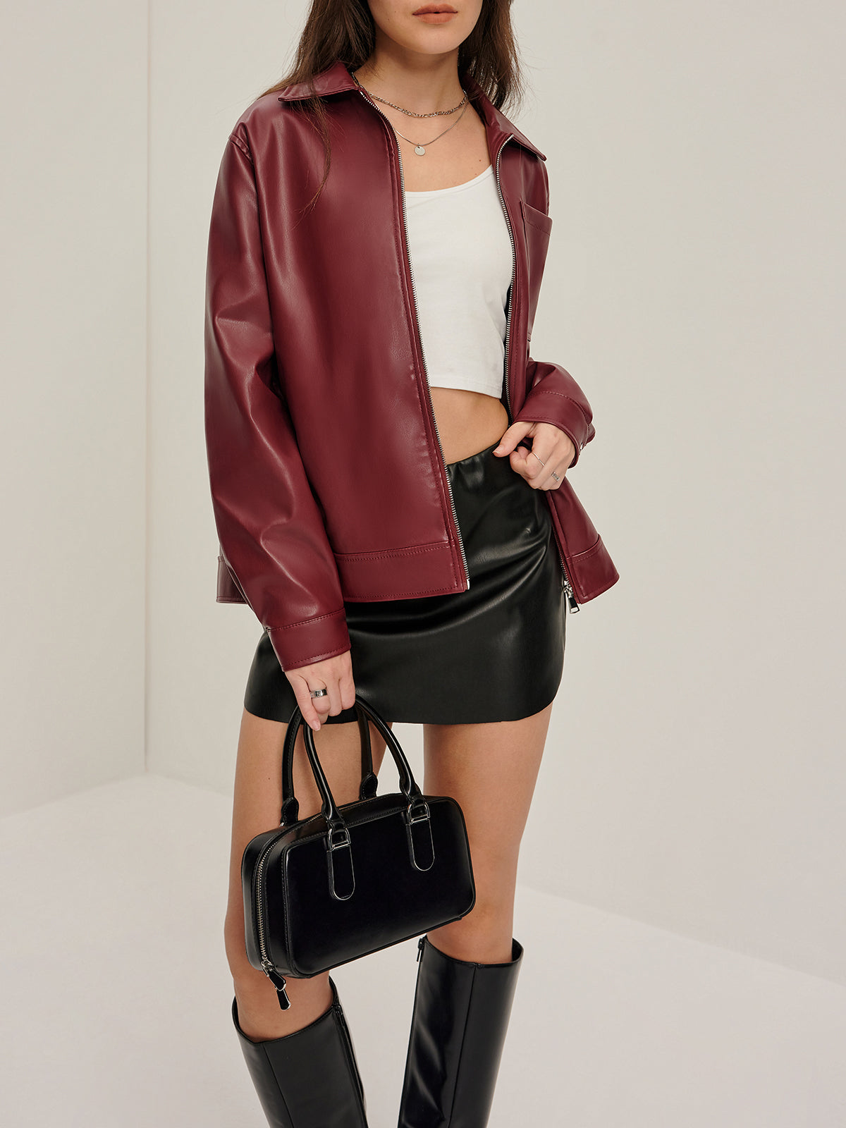 Nalani | Regular Fit Retro Jas van Vegan Leer