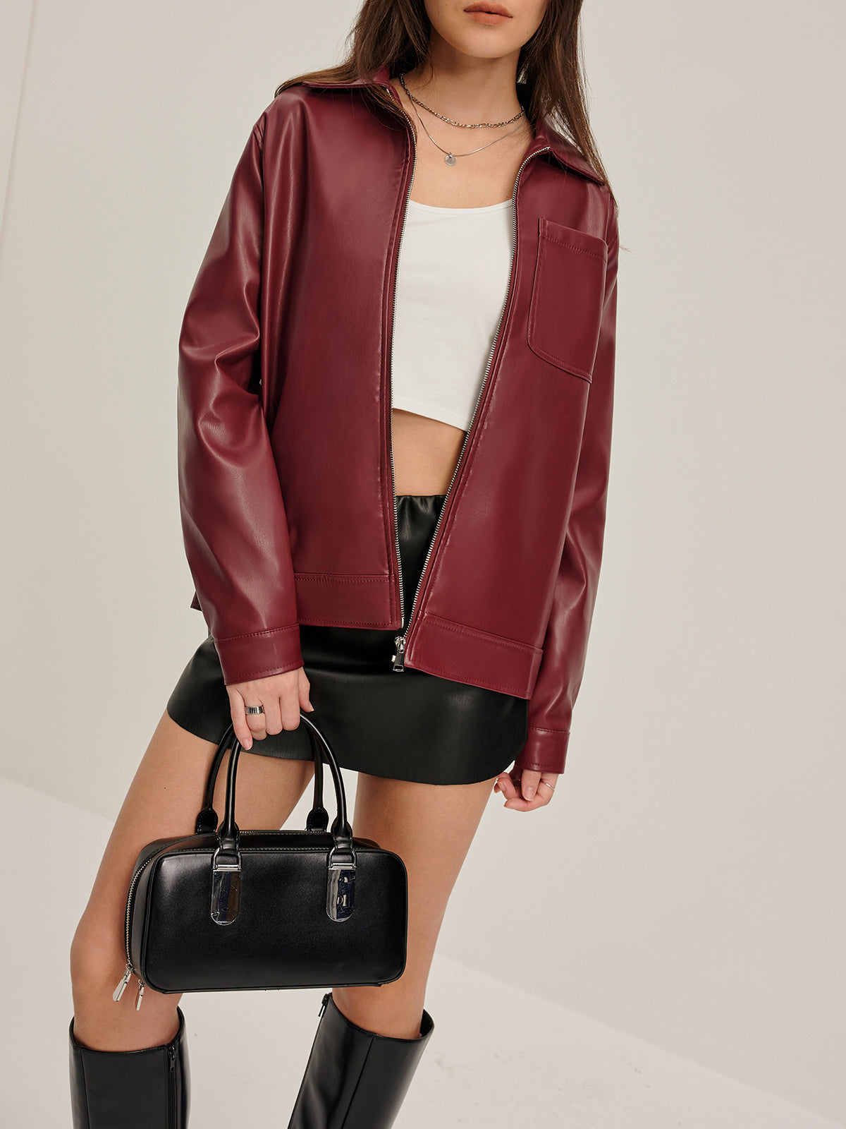 Nalani | Regular Fit Retro Jas van Vegan Leer