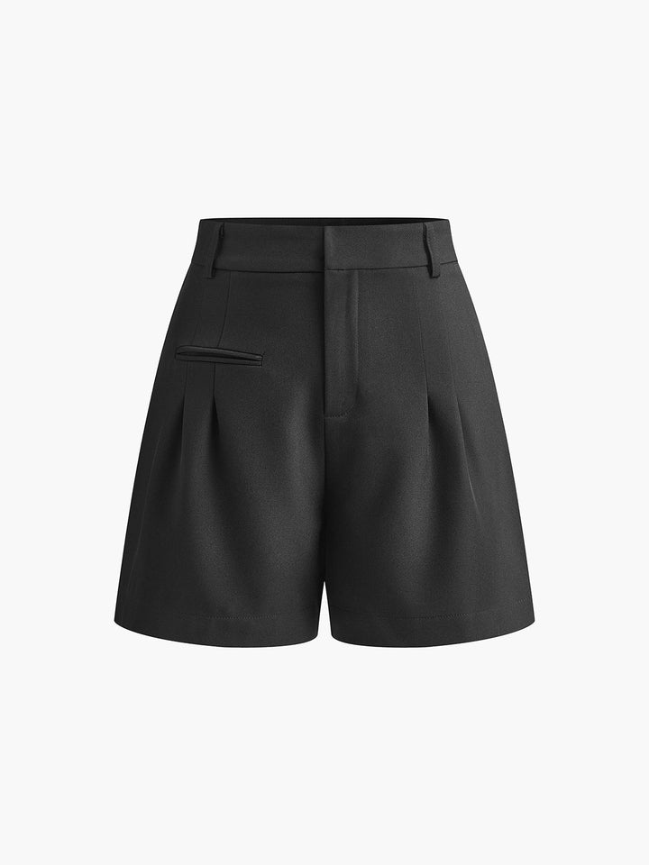 Jip | Dames Shorts met Hoge Taille Plooien Riemlussen