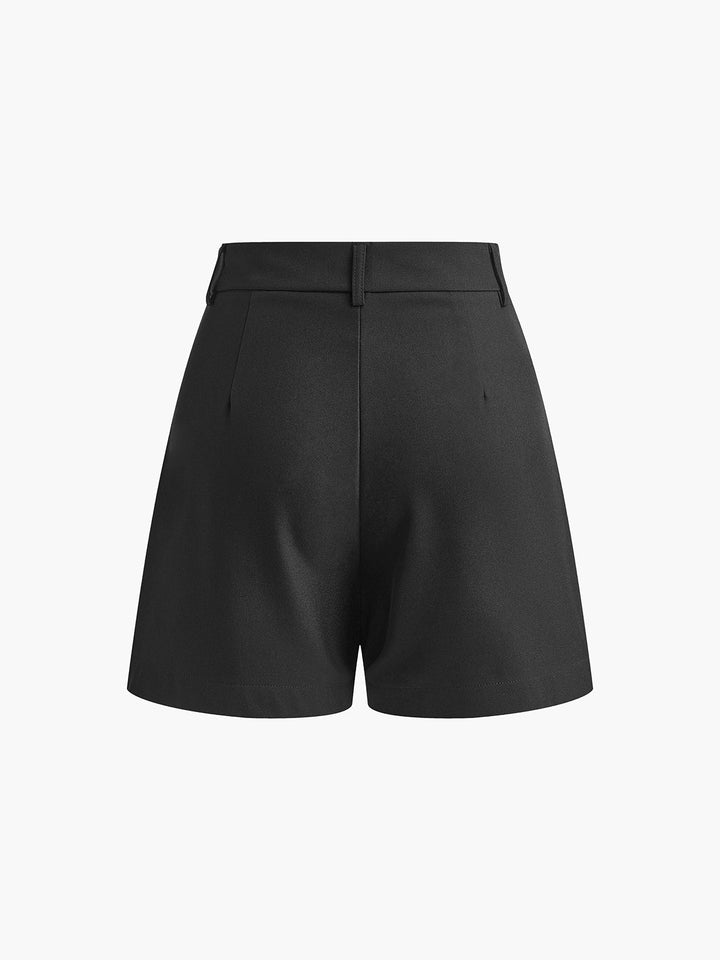 Jip | Dames Shorts met Hoge Taille Plooien Riemlussen