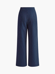 Hedy | Gestreepte Wide-Leg Damesbroek met Hoge Taille – Elegant & Comfort