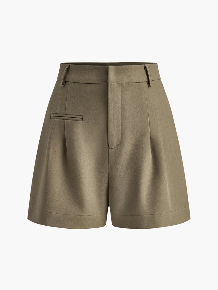 Jip | Dames Shorts met Hoge Taille Plooien Riemlussen