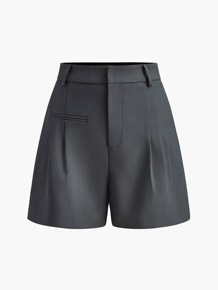 Jip | Dames Shorts met Hoge Taille Plooien Riemlussen
