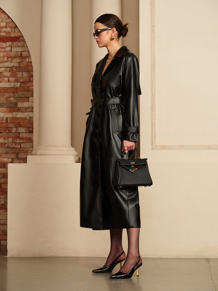 Dayana | Dames trenchcoat met ceintuur knoopsluiting lange snit