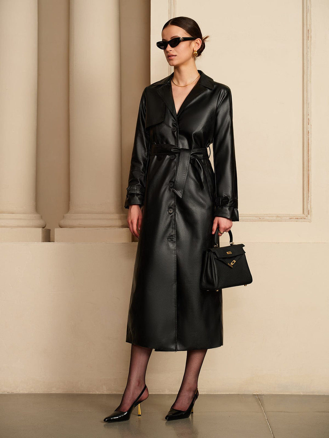 Dayana | Dames trenchcoat met ceintuur knoopsluiting lange snit