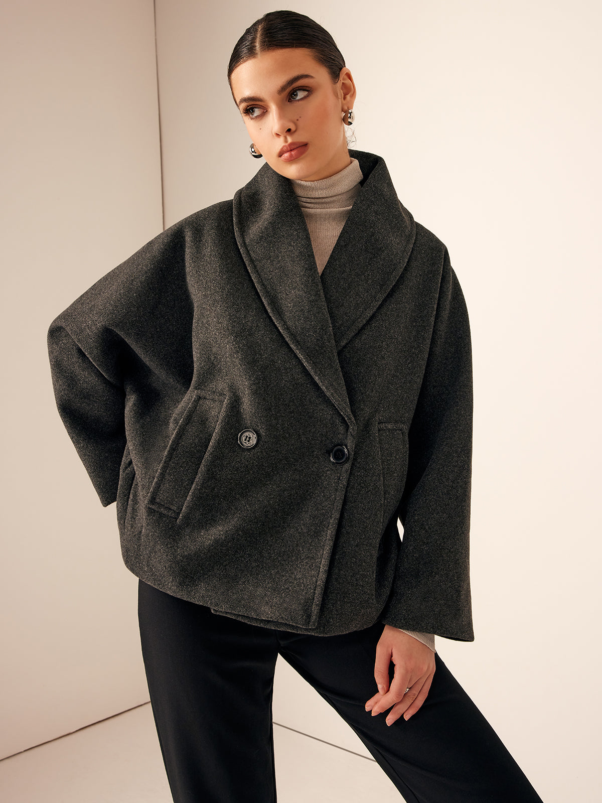 Analisa | Tweed Korte Jas met Zak Details – Warme Jas voor Herfst & Winter