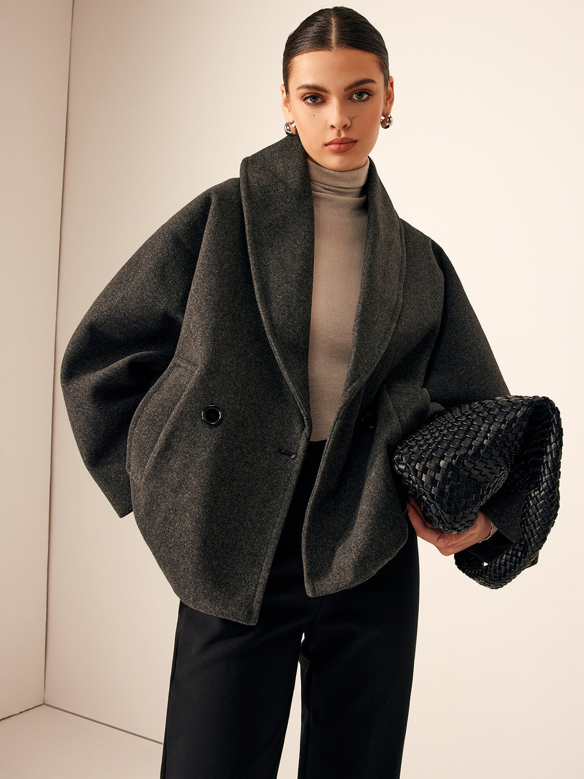 Analisa | Tweed Korte Jas met Zak Details – Warme Jas voor Herfst & Winter