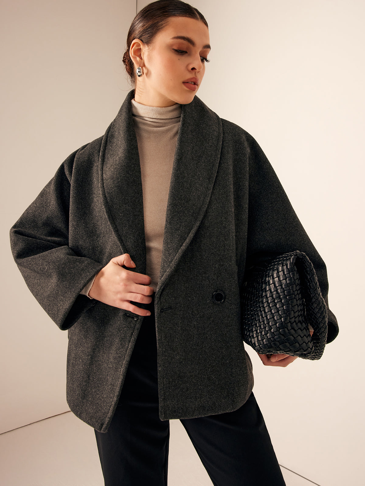Analisa | Tweed Korte Jas met Zak Details – Warme Jas voor Herfst & Winter