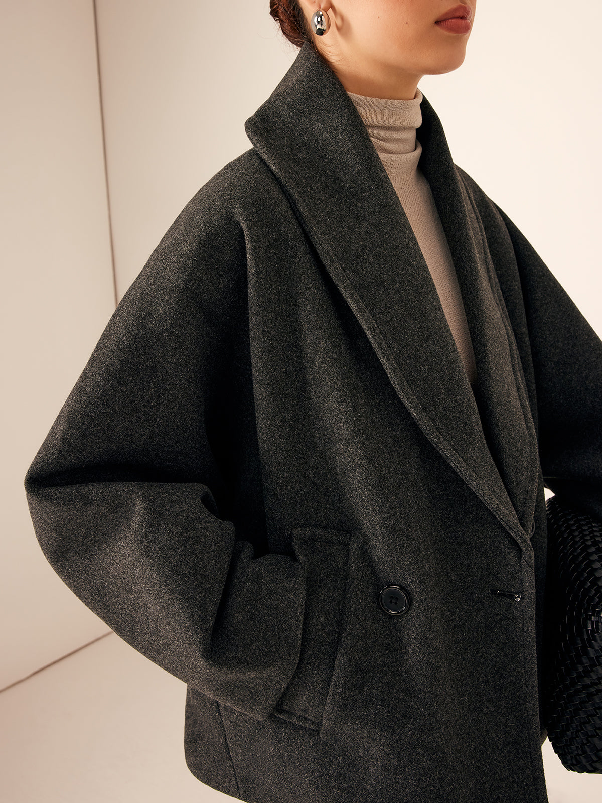 Analisa | Tweed Korte Jas met Zak Details – Warme Jas voor Herfst & Winter