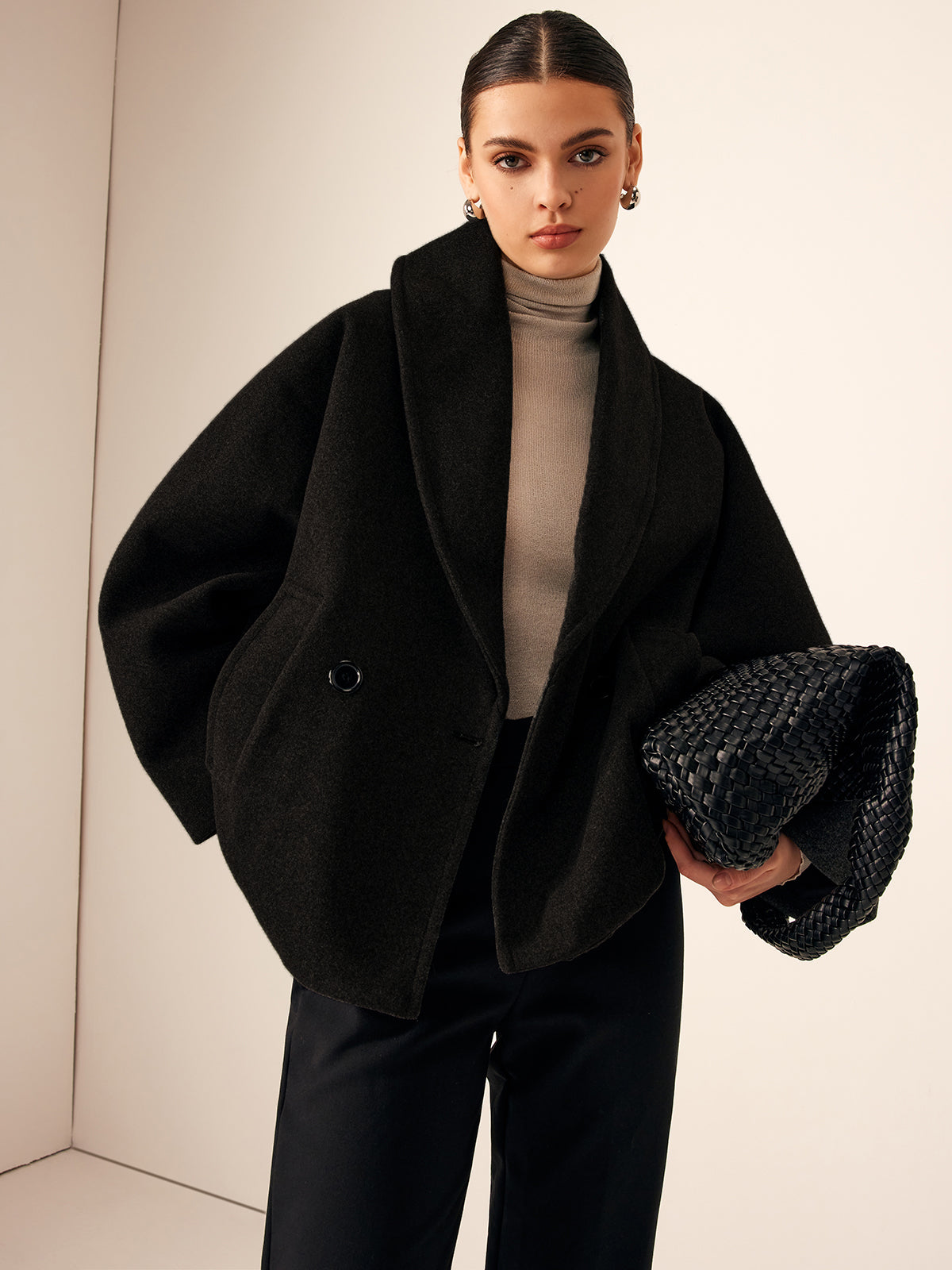 Analisa | Tweed Korte Jas met Zak Details – Warme Jas voor Herfst & Winter