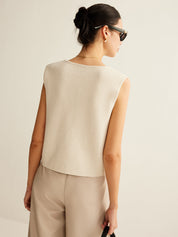 Chaya | Gebreid Asymmetrisch Vest voor Dames met Stijlvolle Knopen