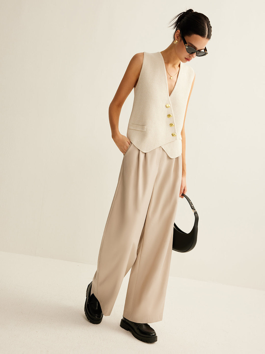 Braelynn | Dames gilet met asymmetrische knoopsluiting