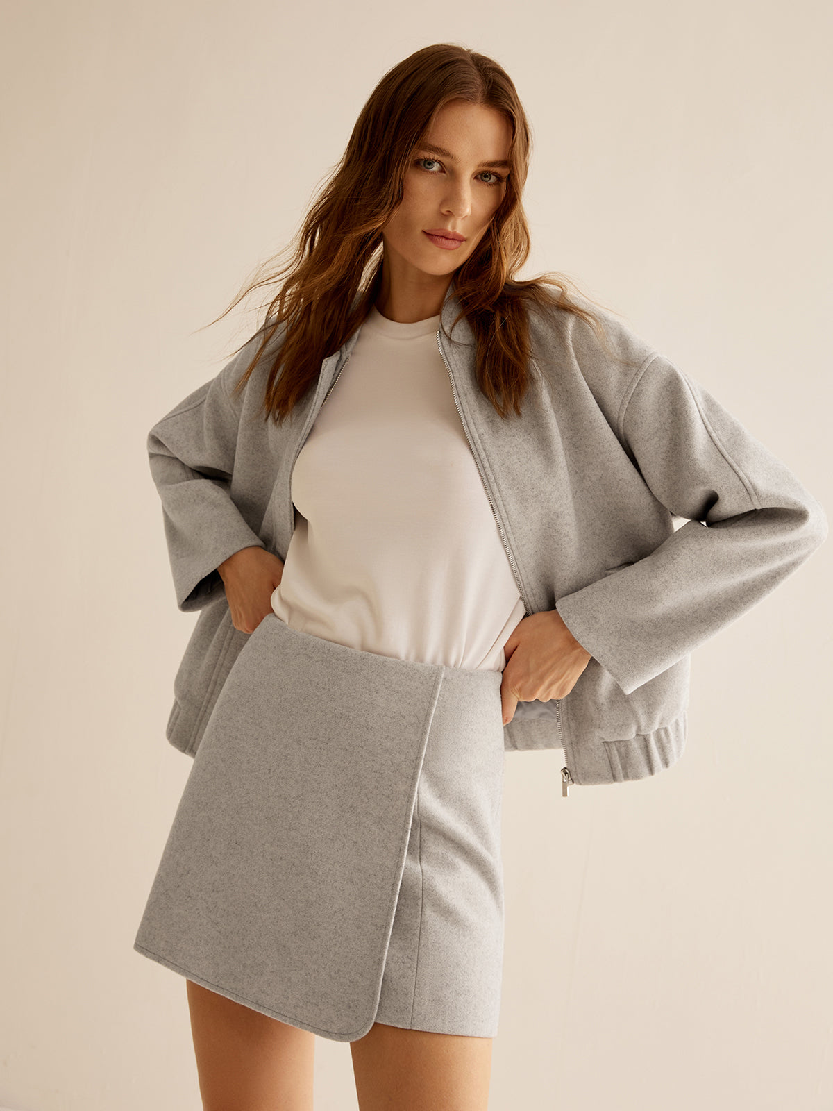 Emmylou | Tweed Jas met Rits en Zakken – Warm & Stijlvol
