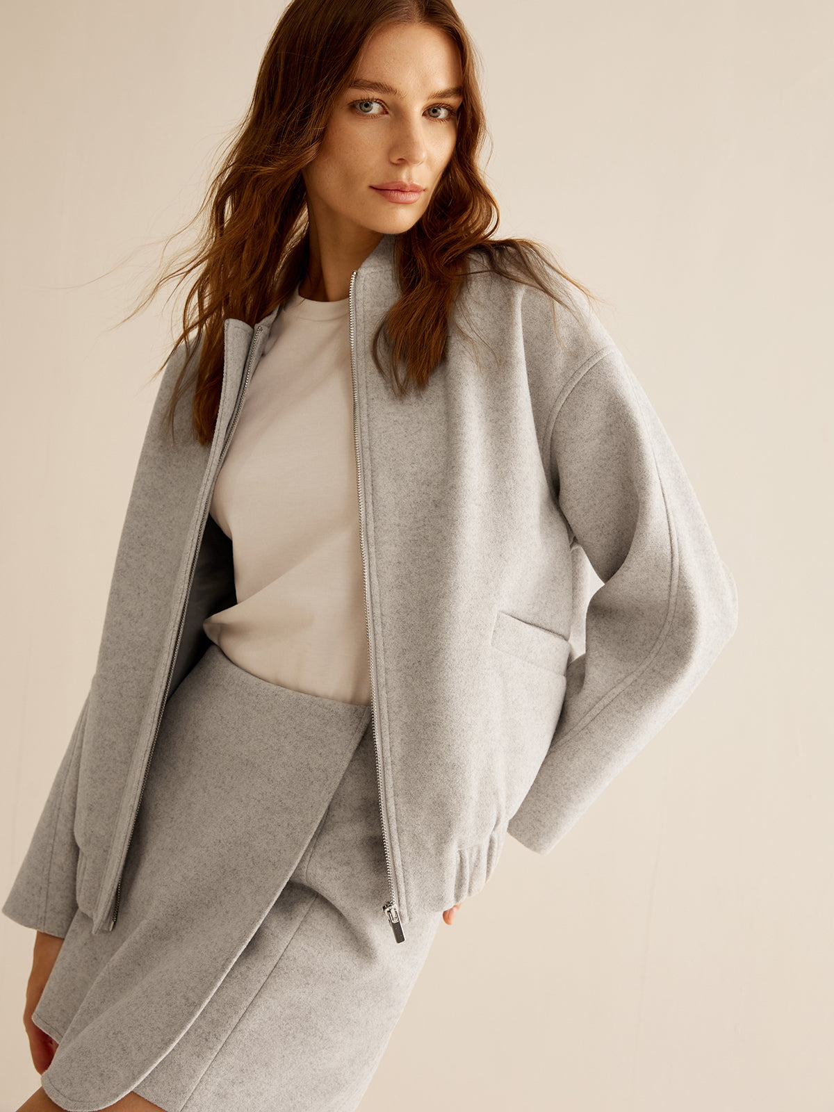 Emmylou | Tweed Jas met Rits en Zakken – Warm & Stijlvol
