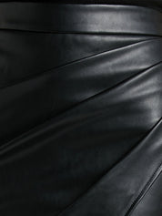 Cathi | Leren Plissé Rok met Split – Elegant & Trendy Look