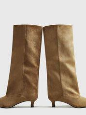 Dunyana | Suede Dameslaarzen met Kitten Hak
