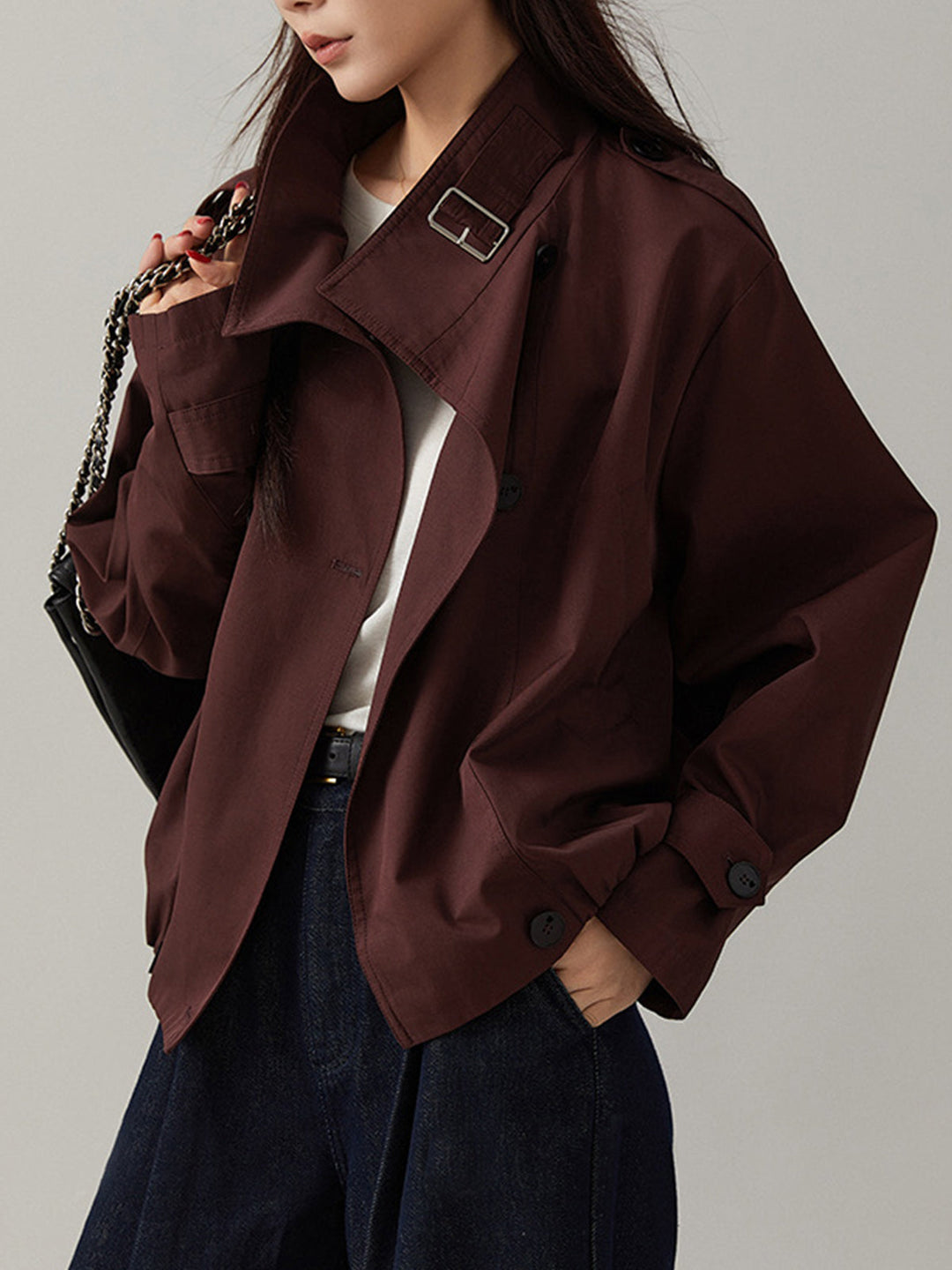 Ella | Dames trenchcoat met knoopsluiting en zakken