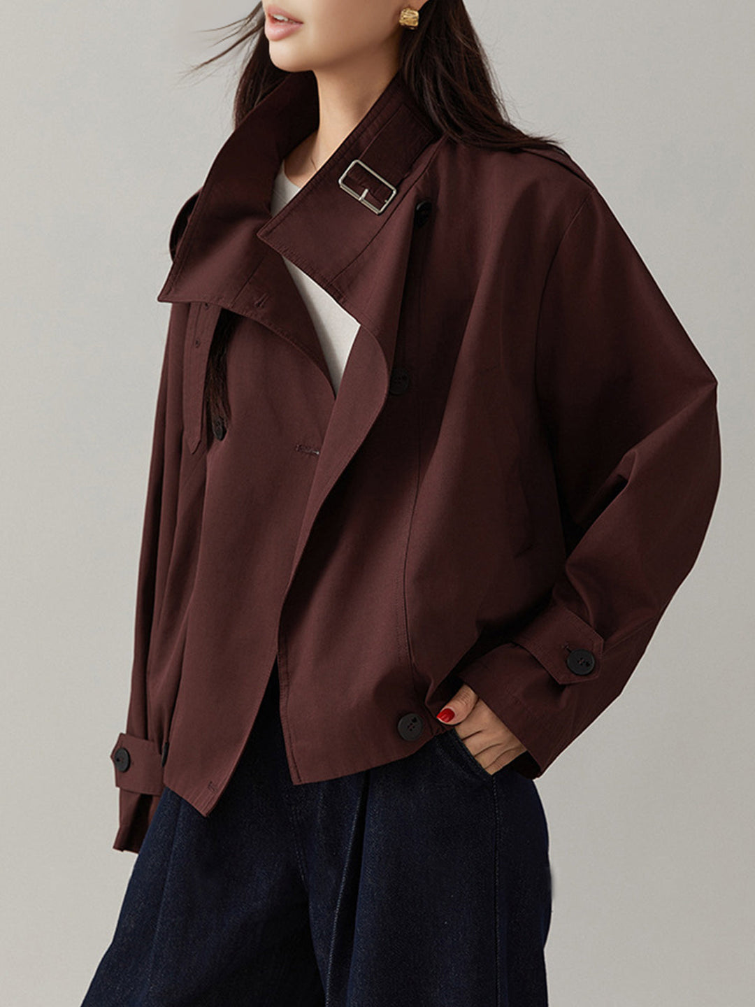 Ella | Dames trenchcoat met knoopsluiting en zakken