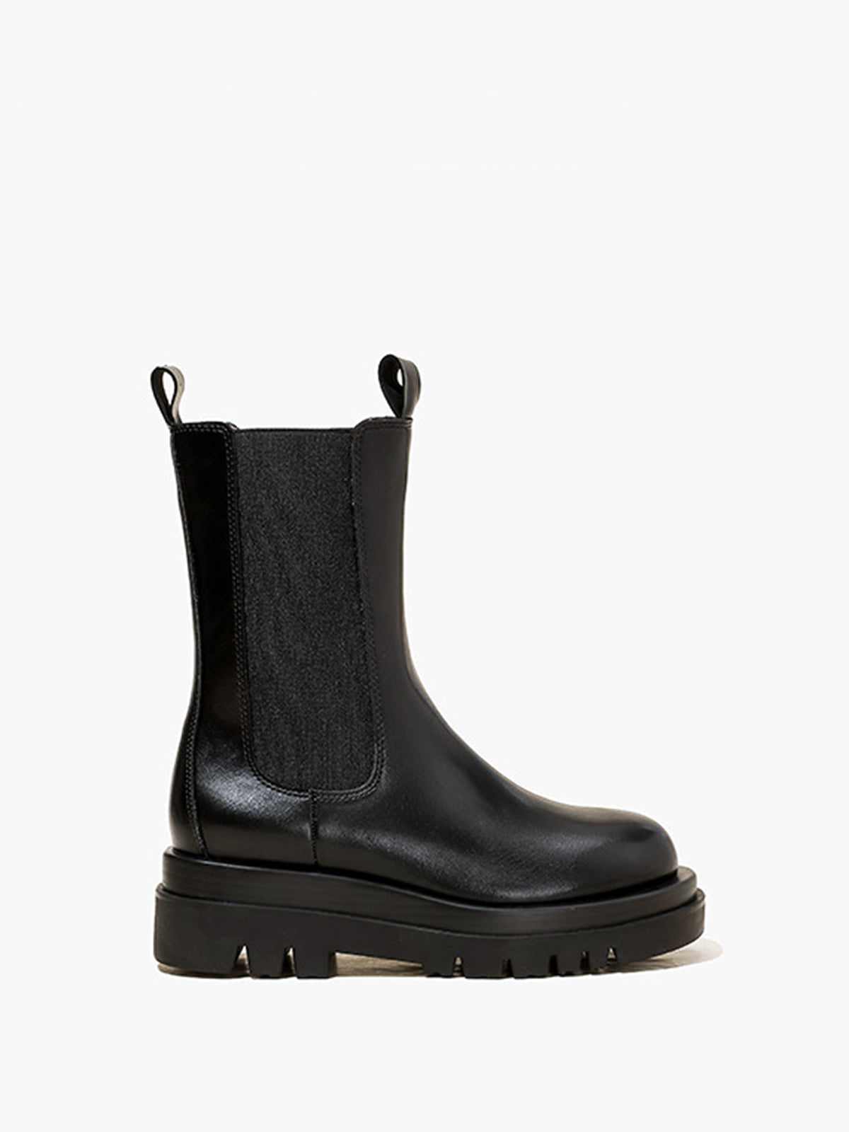 Alyana | Stoere Zwarte Leren Look Platform Chelsea Boots