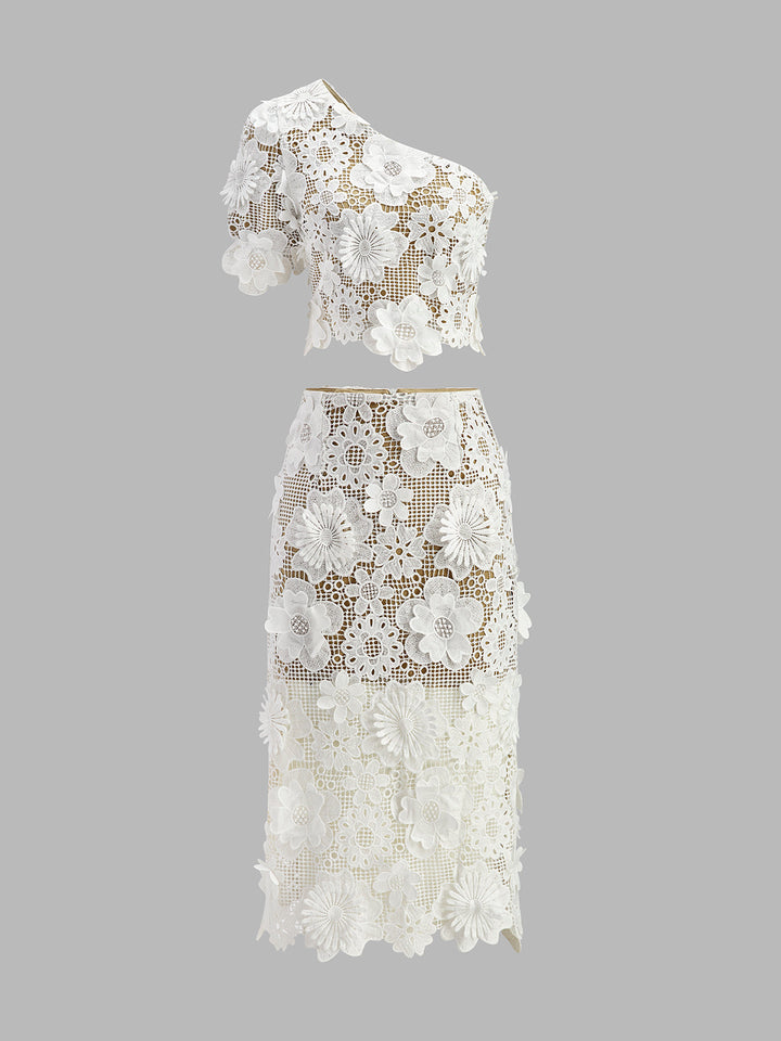 Iliana | Dames tweedelige set met asymmetrisch kant