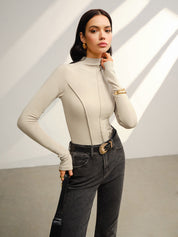 Carmen | Warme Jersey Top met Opstaande Kraag – Stretch Fit