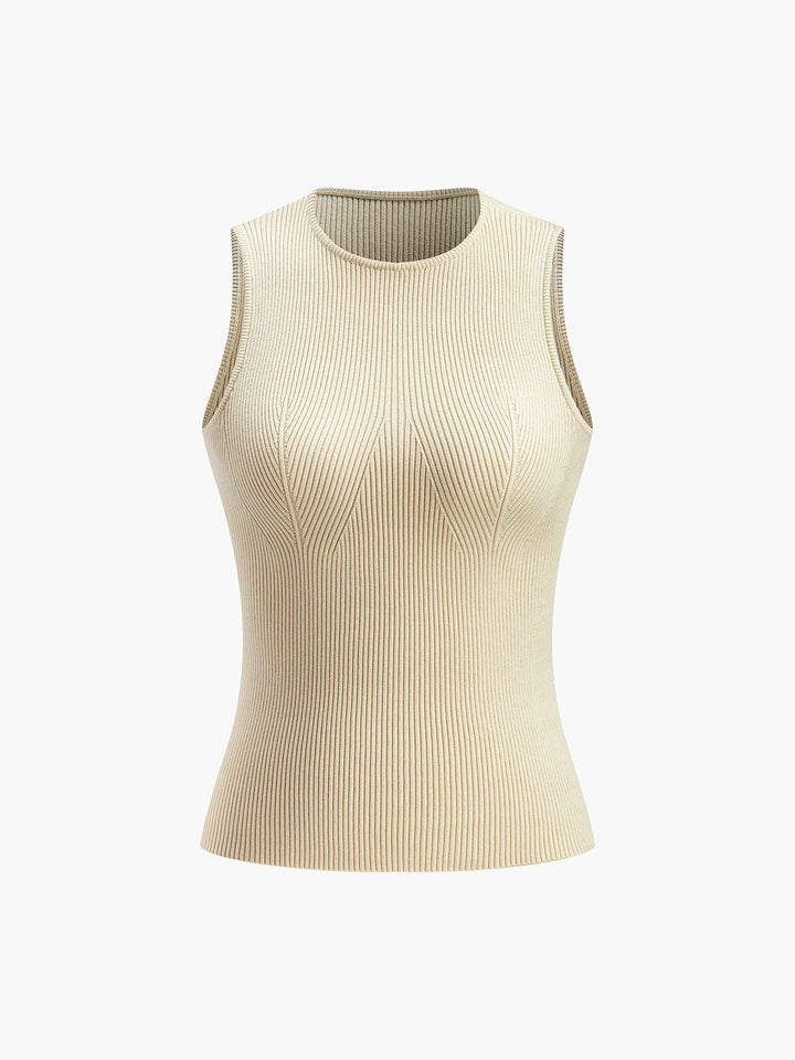 Ariyah | Dames top mouwloos ribstructuur ronde hals