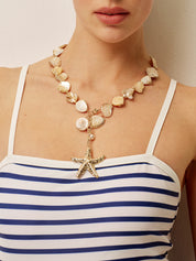 Parelketting Dames met Schelp & Ster – Goudkleurig