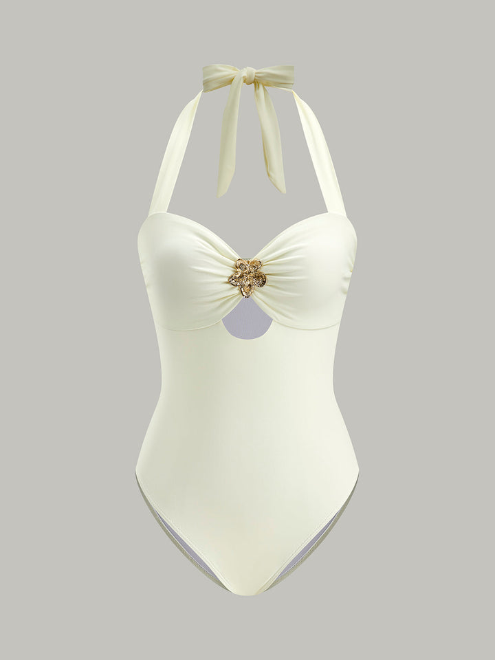 Marley | Dames badpak met halterband en ringdetail