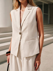 Catalina | Linnen Katoenen Mouwloos Vest – Trendy, Modern en Stijlvol