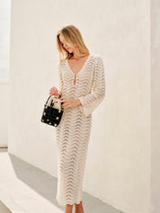 Alya | Strandmode Cover Up - Witte Doorschijnende Maxi Jurk