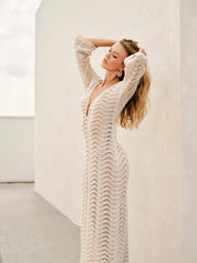 Alya | Strandmode Cover Up - Witte Doorschijnende Maxi Jurk