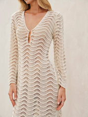 Alya | Strandmode Cover Up - Witte Doorschijnende Maxi Jurk