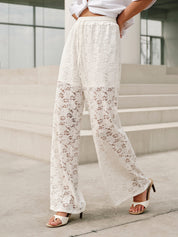 Dita | Broek van Kant Stof voor Dames – Mid Waist met Koordsluiting