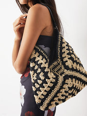 Ofelia | Vintage Gehaakte Macramé Schoudertas Stro