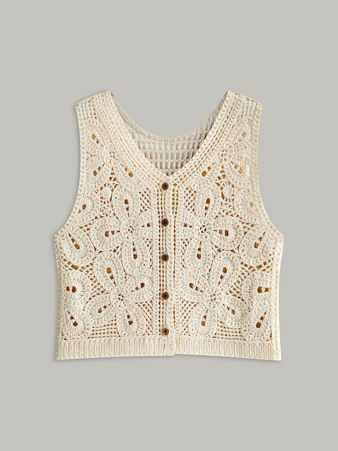 Kamila | Dames vest met knoopsluiting opengewerkt design