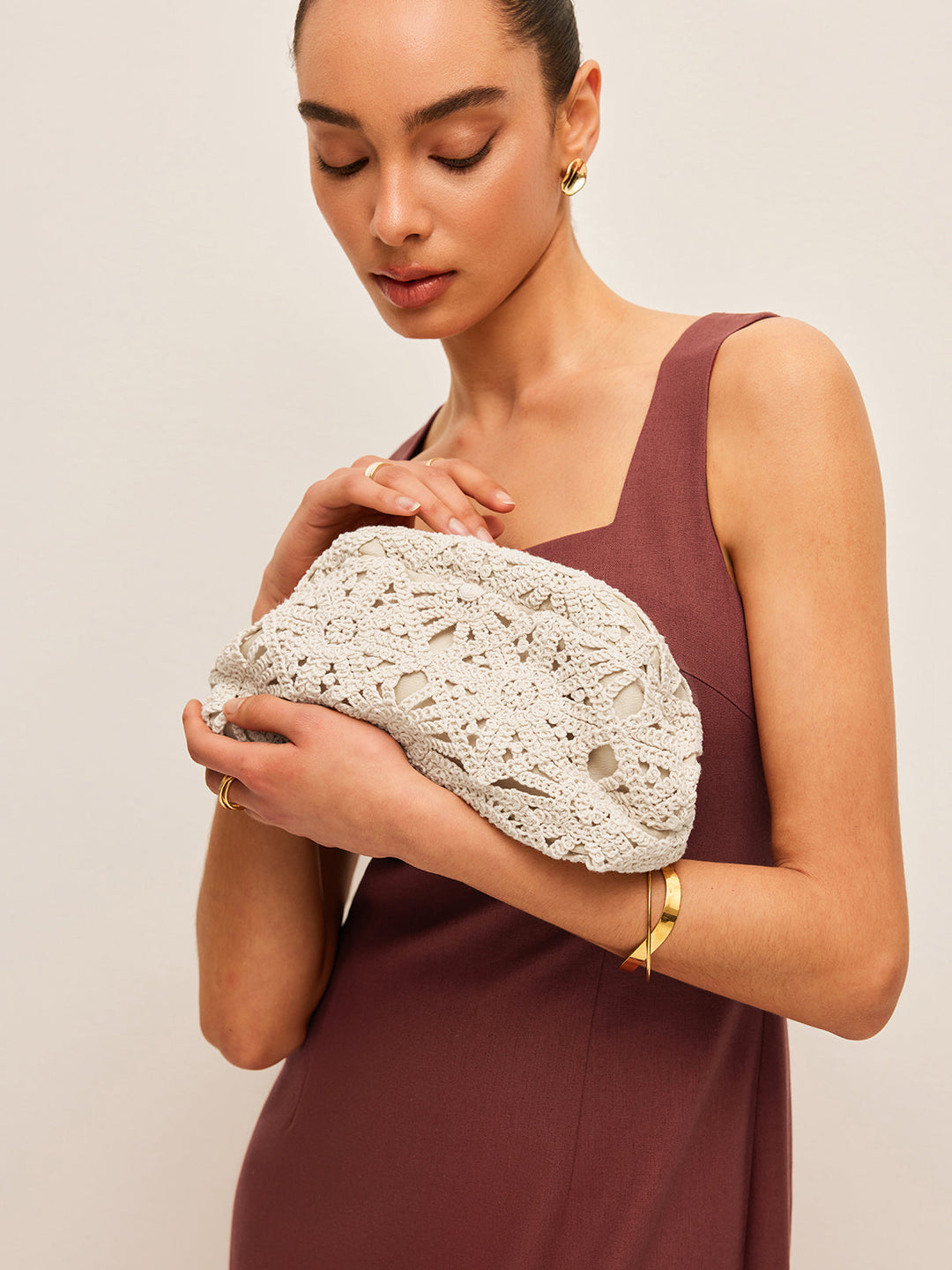 Crochet | Dames Clutch Tas met Crochet en Kant