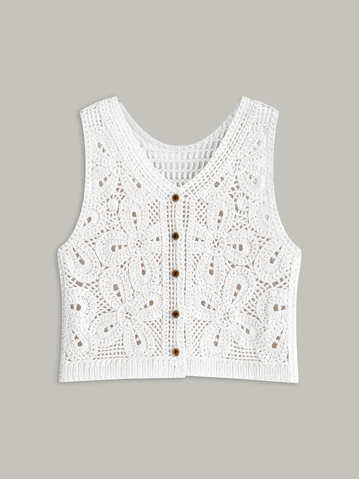 Kamila | Dames vest met knoopsluiting opengewerkt design