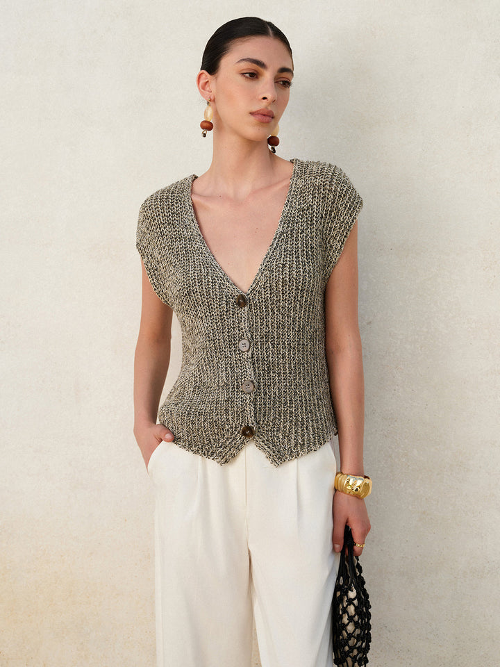 Jaliyah | Dames gilet met knopen V-hals