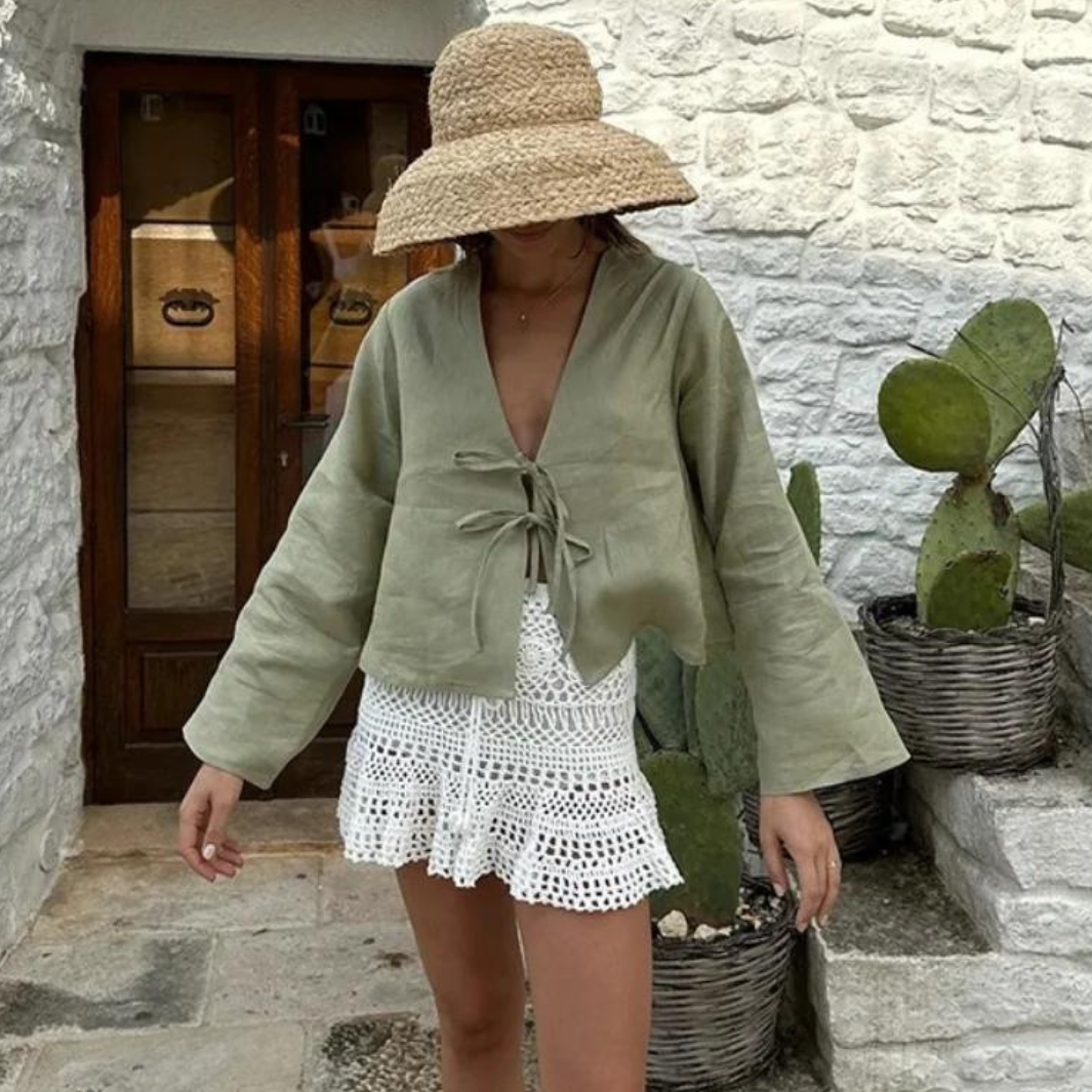 Serenity | Damesblouse met strikdetails en V-hals