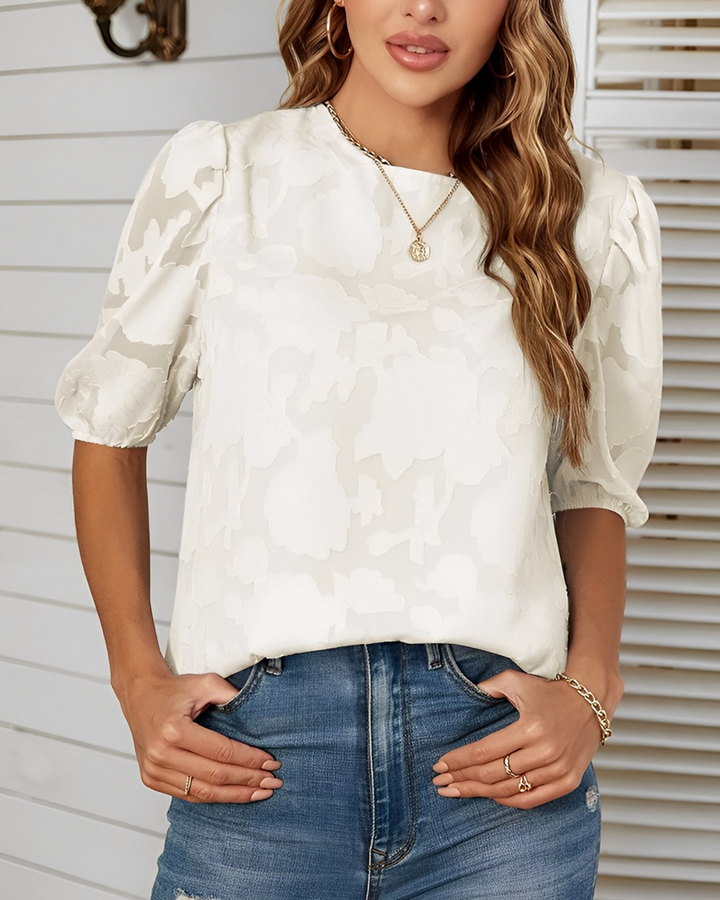 Eva | Dames blouse met bloemenmotief en pofmouwen