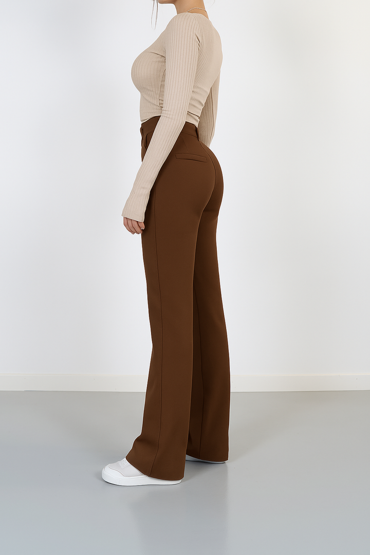 Roselyn | Dames Broek met Hoge Taille Rechte Pijpen