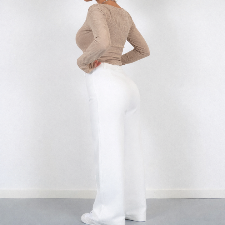 Roselyn | Dames Broek met Hoge Taille Rechte Pijpen