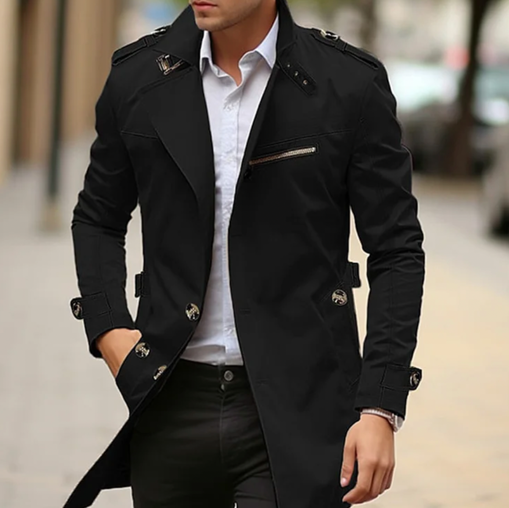 Heren Dubbelgeknoopte Lange Casual Trenchcoat