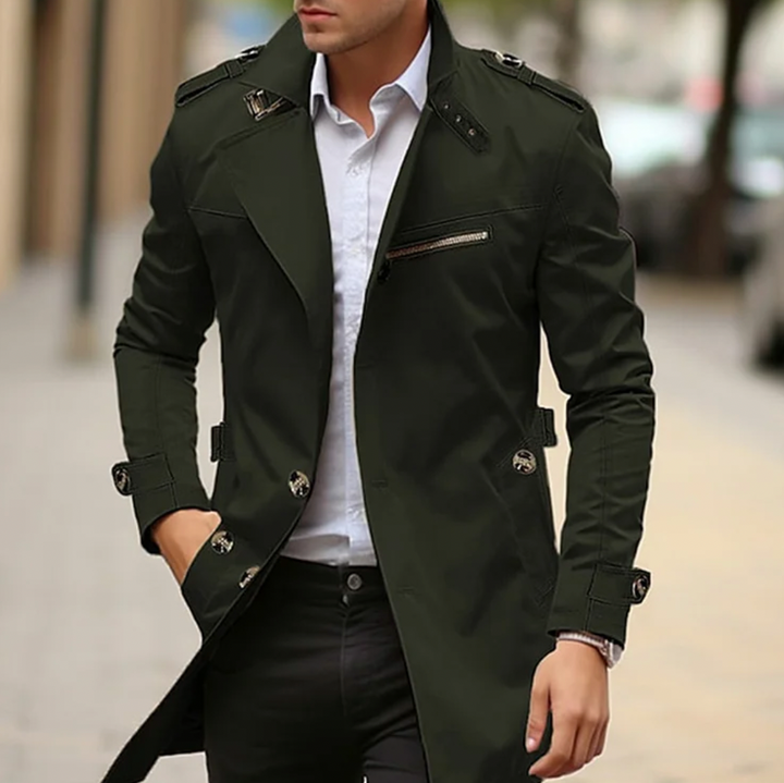 Heren Dubbelgeknoopte Lange Casual Trenchcoat