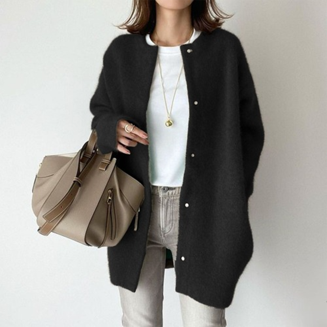 Dames Lange Gebreide Relaxed Fit Cardigan