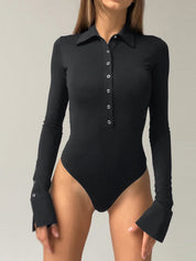 Erodi | Slim Fit Jersey Bodysuit Dames - Stijlvol met Lange Mouwen