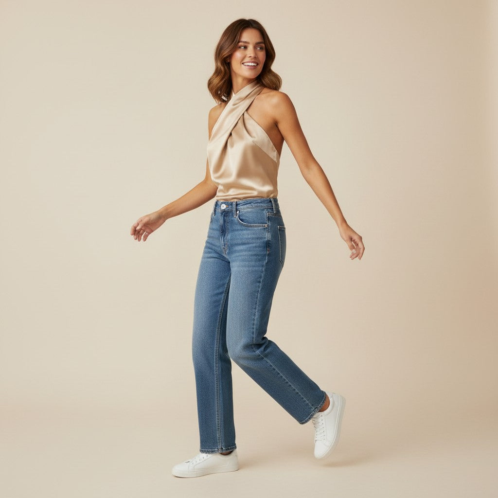 Frances | Dames top met gedraaide hals mouwloos model